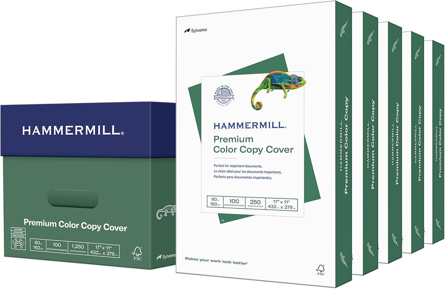 Hammermill Cardstock, Premium Color Copy, 60 lb, 8.5 x 11-100 Bright, Made in the USA Card Stock, 122549R, White - 1 Pack (250 Sheets)