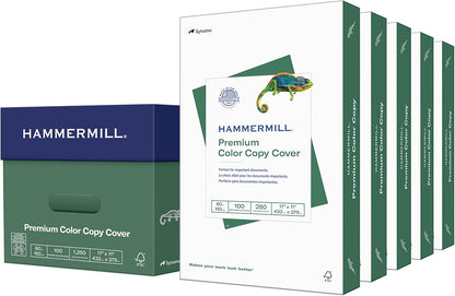 Hammermill Cardstock, Premium Color Copy, 60 lb, 8.5 x 11-100 Bright, Made in the USA Card Stock, 122549R, White - 1 Pack (250 Sheets)