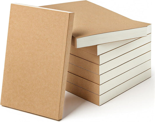 8 Pcs 5.5" x 8.25" Paper Hardcover Sketchbook Blank Notebook Bul, 128 Sheets/256 Pages (100gsm), Unlined A5 Size Acid Free Blank Drawing Sketch Books for Adult Office Travelers Journal Supplies