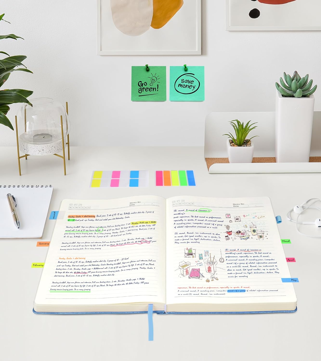 Lined Journal Notebook -365 Pages A5 Thick Journals for Writing Ruled Notebook, Hardcover Leather Journal for Women Men Daily Journal Notebook for Work, Note Taking, 100Gsm Lined Paper( 5.75'' X 8.38'' Green)