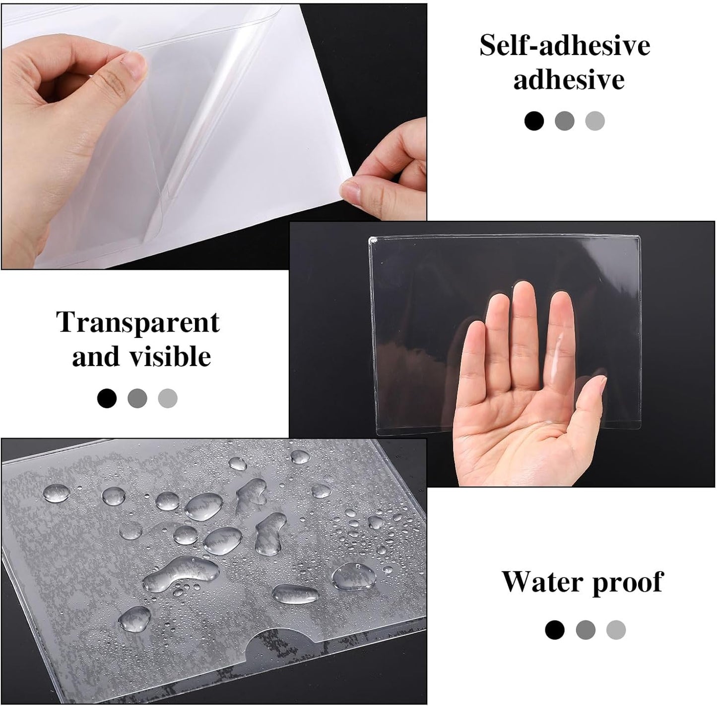 36 Pack 3" x 5" Index Card Holder Adhesive Plastic Label Holders Clear Tote Bag Labels Stickers for Organizing Storage Bins Library Card Shelves