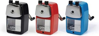 Carl Angel-5 (Black) Heavy-Duty Artist & Teacher Pencil Sharpener – Precision Manual Crank with Auto-Stop, Colored Pencil Compatible, Quiet Operation, Durable Japanese Design.
