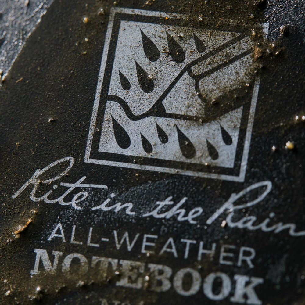 Rite in the Rain Weatherproof Top Spiral Notebook, 3" x 5", Black Cover, Universal Pattern, 3 Pack (No. 735-3X)