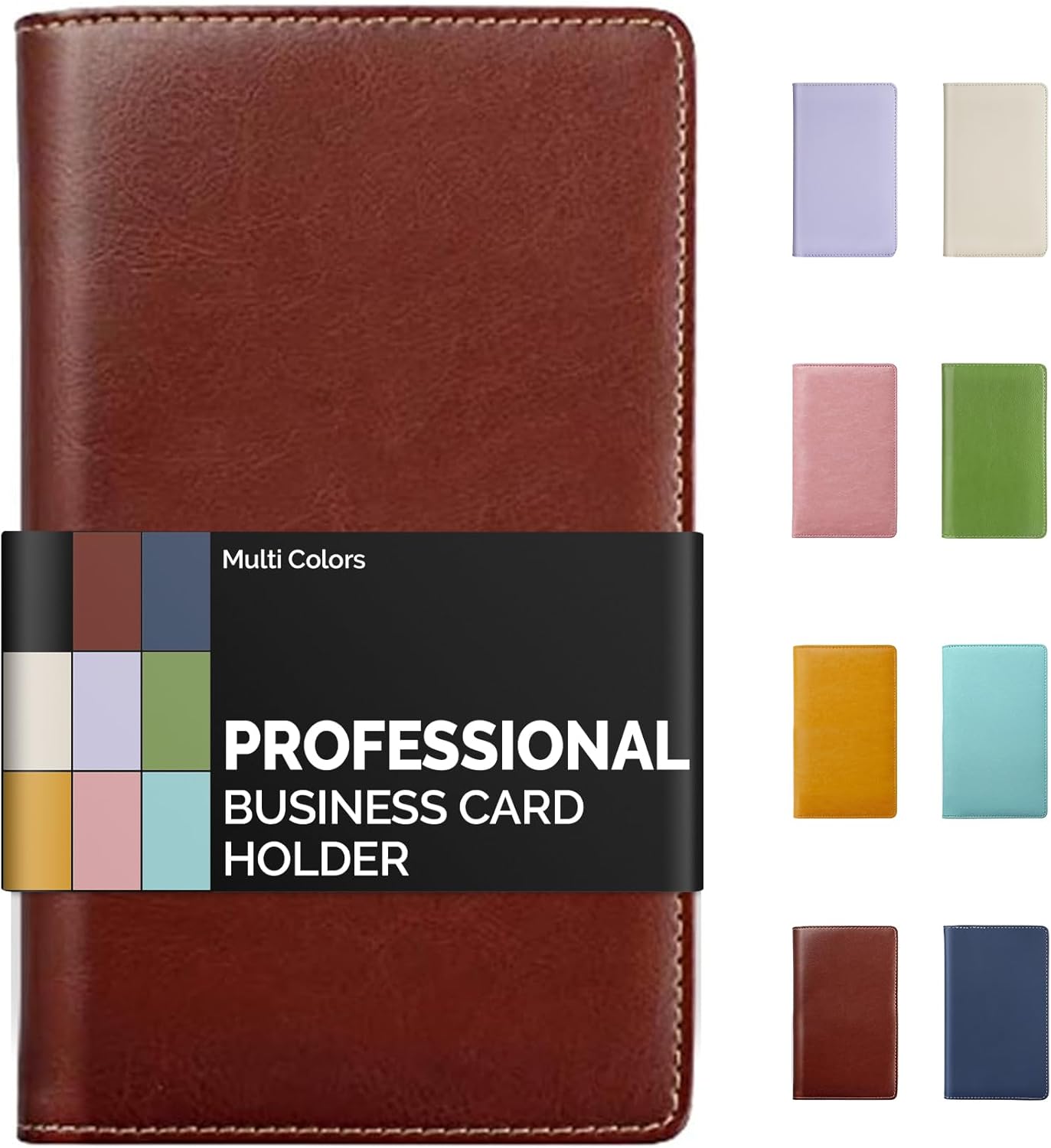 Sooez Leather Professional Business Card Book Holder Organizer, 240 Capacity Credit Card Booklet, PU Name Cards Holder Storage File for Men Women, 7.7 x 4.5 Inch, Black