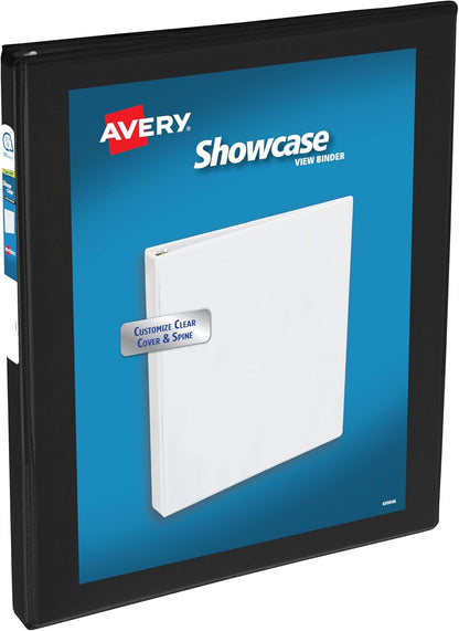 Avery Showcase Standard View 3 Ring Binder, 0.5" Slant Rings, 135-Sheet Capacity, 0.7 Inch Wide Spine, 1 Black Binder, Ideal for Lightweight Organization and Occasional Referencing (19550)