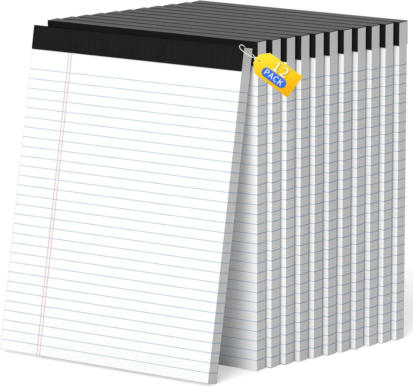 Legal Pads 8.5 x 11, White Note Pads, Wide Ruled Paper - 2 Pack (100 Sheets Total), Thick 80gsm Premium Writing Pads with Perforated Pages & Sturdy Backing Board for Office, School, Home