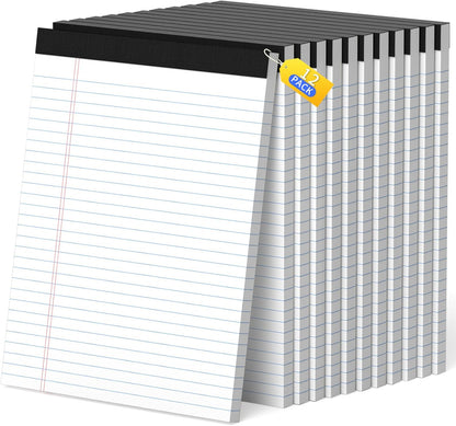 Legal Pads 8.5 x 11, White Note Pads, Wide Ruled Paper - 2 Pack (100 Sheets Total), Thick 80gsm Premium Writing Pads with Perforated Pages & Sturdy Backing Board for Office, School, Home