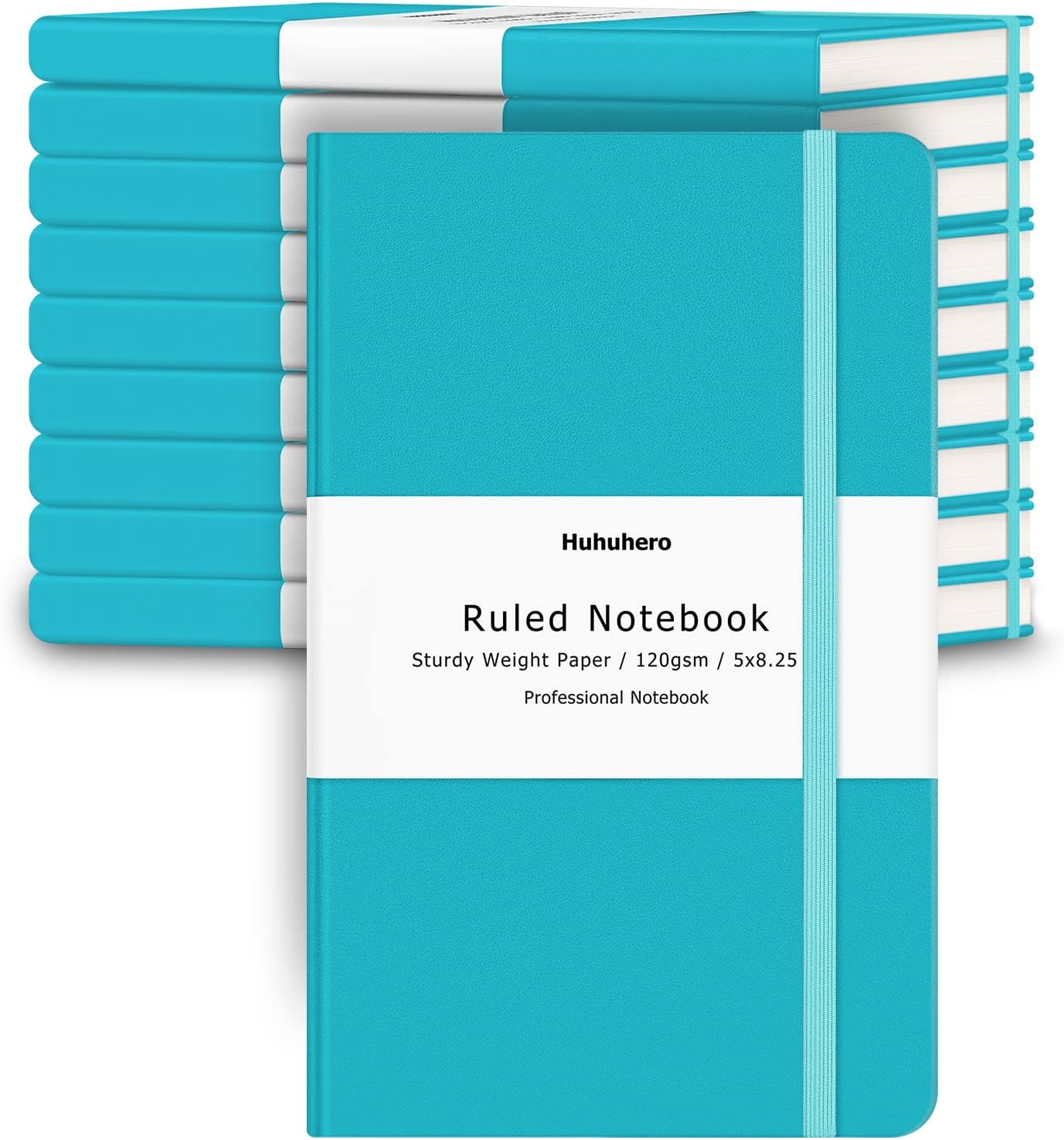 Huhuhero 5 Pack Lined Journal Notebooks, Hardcover Notebook for Work School Office, 5"×8.25", 120Gsm Thick Ruled Writing Journals for Note Taking Business, Black