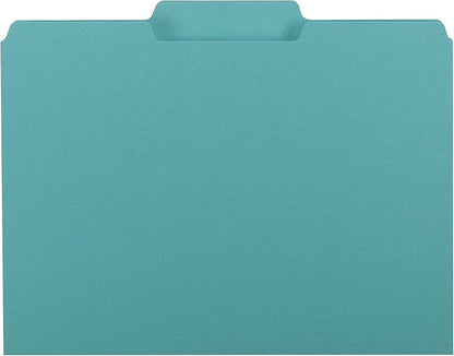 Smead Interior File Folder, 1/3-Cut Tab, Letter Size, Aqua, 100 per Box, Expandable File Folders for Filing Cabinet