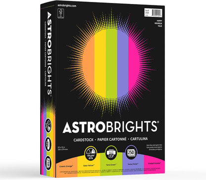Astrobrights® Color Card Stock, Happy Assortment, Letter (8.5" x 11"), 65 Lb, Pack Of 250