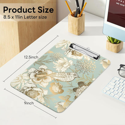 Plastic Cute Clipboard Low-Profile Metal Clip, A4 Letter Size 9 x 12.5 in, 8.5 x 11 Paper Clip Board for Teachers, Nurses, Classroom,Cute Black Cats