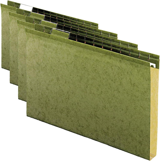 Pendaflex Extra Capacity Reinforced Hanging File, 3", Legal Size, Standard Green, 1/5 Cut, 25/BX (04153x3)