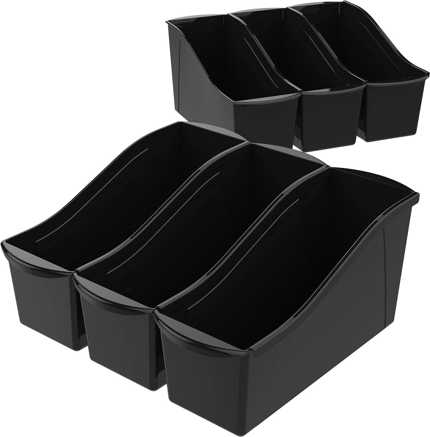 Storex Large Book Bin, Interlocking Plastic Organizer for Home, Office and Classroom, STEM Assortment, 6-Pack