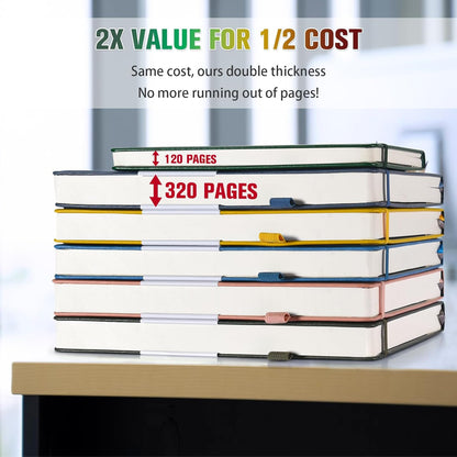 5 Pack College Ruled Notebook, 312 Numbered Pages Thick Notebooks Bulk, 100gsm No Bleed Paper Hardcover Leather Journal, Lined Journal Notebook Set for Women Men School Office, A5, Multicolor