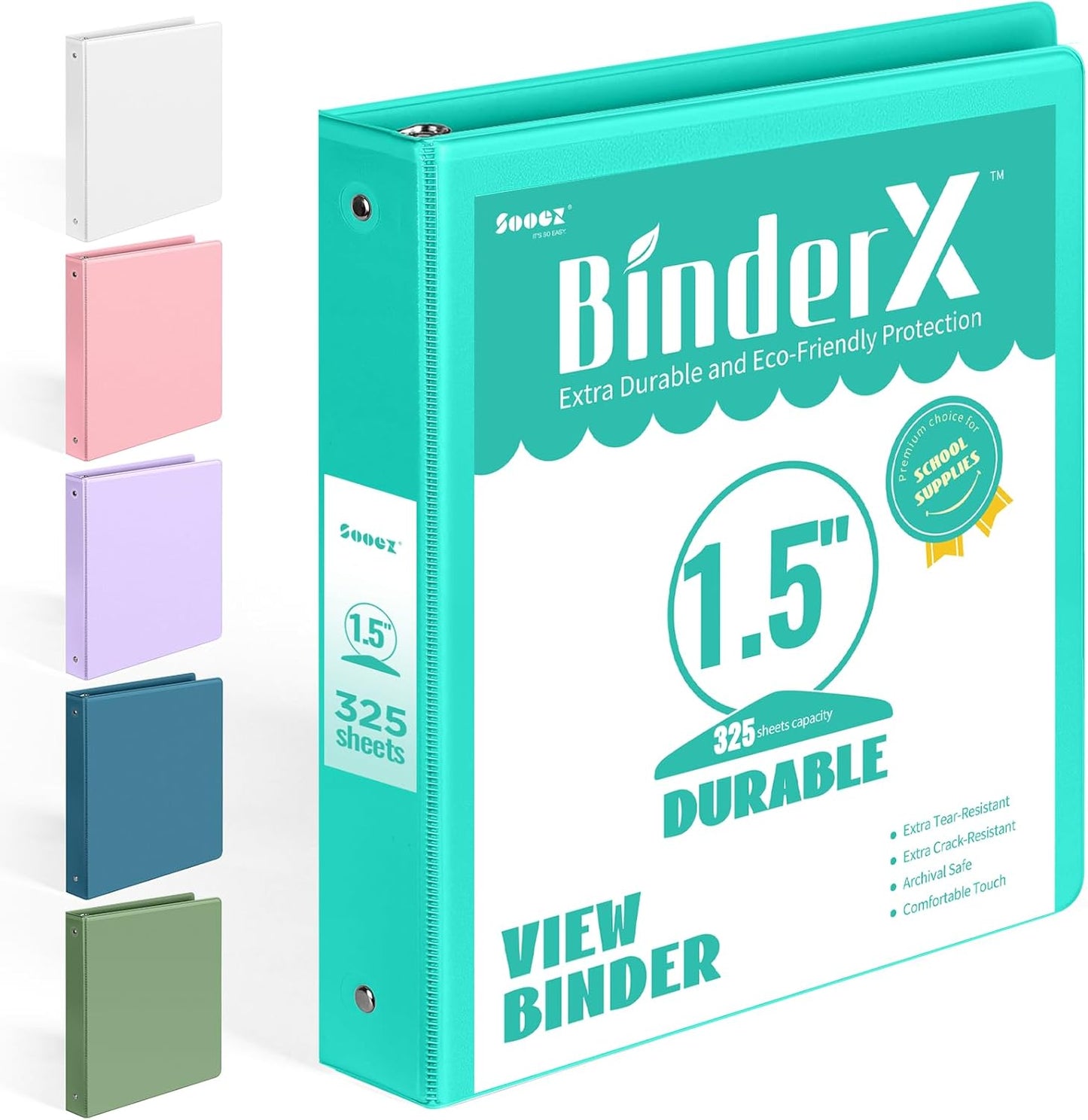 BinderX Extra Durable 3 Ring Binder, Round Rings 1 Inch Binder, Fits 175 Sheets of 8.5x11 Paper, Customizable View Cover with Inside Pockets, Cute 1" Binders, 1 Inch Binders 3 Ring, Pink
