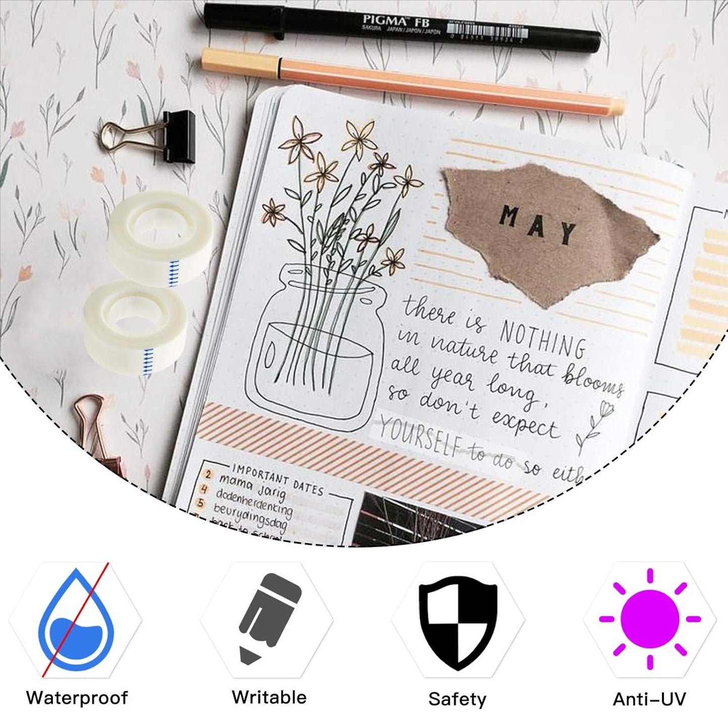 OWLKELA 12 Rolls Matte Adhesive Tape, Matte Finish Invisible Tape, Foggy Translucent Tape Great for Correction and Labeling, Compatible with Standard Tape Dispenser, 0.7 in x 1000 Inches