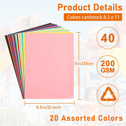 Guakicae 40 Sheets Sage Green Cardstock 8.5 x 11 Craft Paper, 200gsm/75lb Premium Card Stock Craft Paper for DIY Card Making, Wedding Invitations, Thank You Cards, Menus, Birthday Party