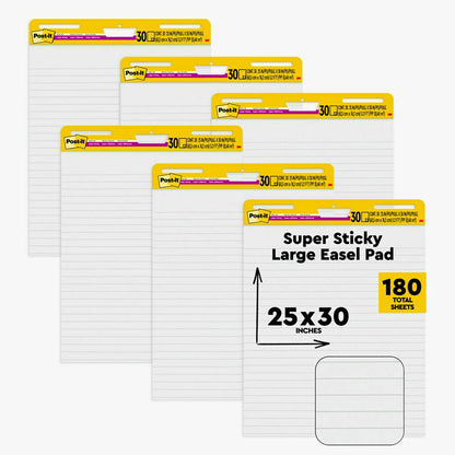 Post-it Super Sticky Easel Pad, 30 Sheets Per Pad, 36 Pads, Large, White Lined, Premium Self Stick Flip Chart Paper, Teacher Anchor Chart, Super Sticking Power