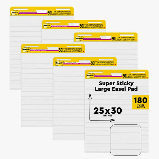 Post-it Super Sticky Easel Pad, 30 Sheets Per Pad, 36 Pads, Large, White Lined, Premium Self Stick Flip Chart Paper, Teacher Anchor Chart, Super Sticking Power