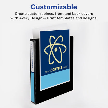 Avery Standard View 3 Ring Binders, 1.5" Round Rings, 275-Sheet Capacity, 2.1 Inch Wide Spine, White Binders, Ideal for Lightweight Organization and Occasional Referencing (4-Pack of 19201)