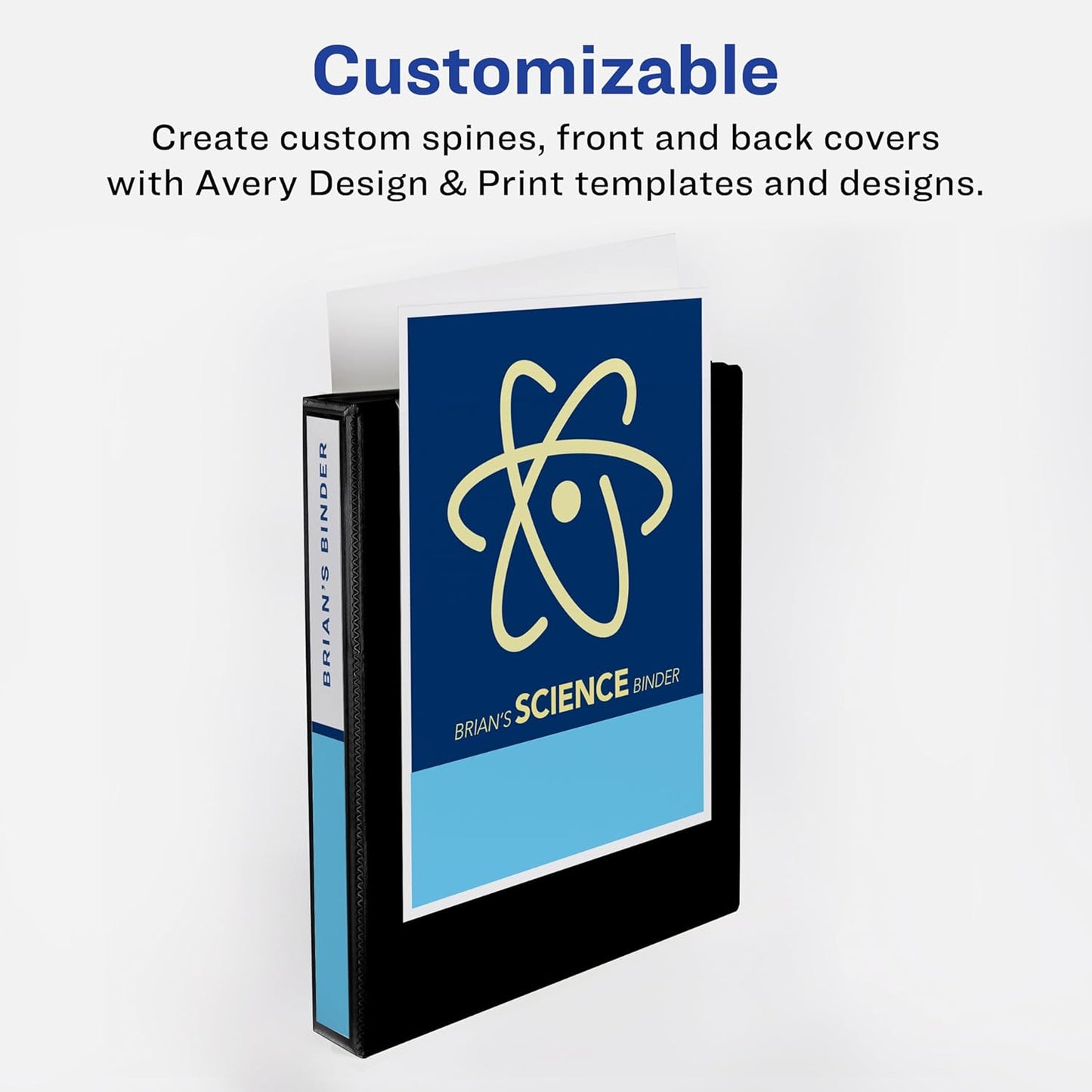 Avery Standard View 3 Ring Binders, 0.5" Round Rings, 100-Sheet Capacity, 0.7 Inch Wide Spine, Black Binders, Ideal for Lightweight Organization and Occasional Referencing (12-Pack of 05705)