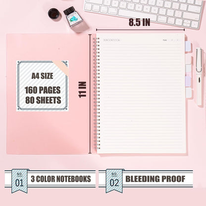 OWSC 4 Pack Lined Spiral Notebook, 5.9 x 8.3 Inches Notebooks for Work, School and Journal with 110 GSM Thick Paper, Small Notebook with 80 Sheets/160 Pages, Notebooks College Ruled for Note Taking