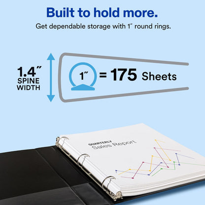 Avery Standard View Mini 3 Ring Binder, 1" Round Rings, 175-Sheet Capacity, 1.4 Inch Wide Spine, 1 White Binder, Ideal for Lightweight Organization and Occasional Referencing (17702)