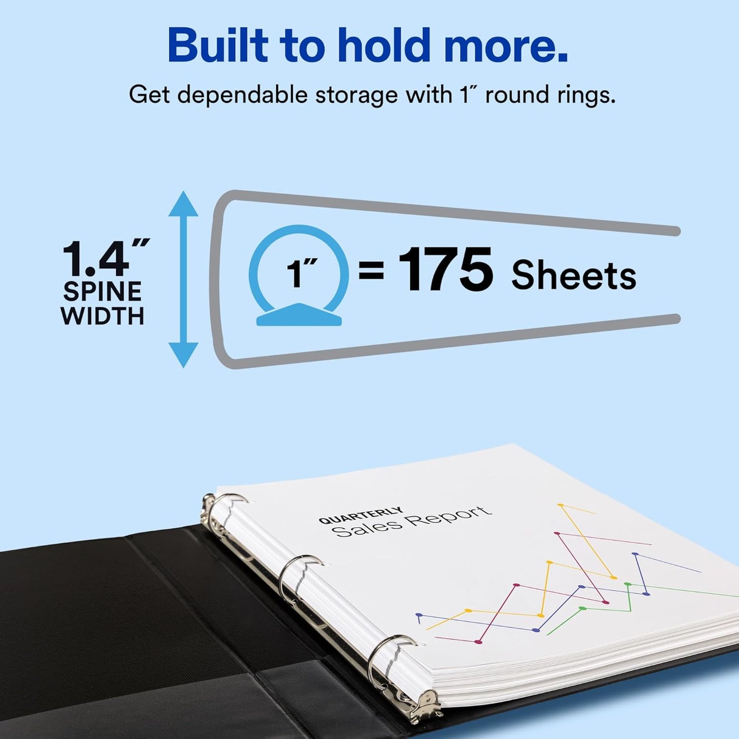 Avery Standard View 3 Ring Binder, 1" Round Rings, 175-Sheet Capacity, 1.4 Inch Wide Spine, 1 White Binder, Ideal for Lightweight Organization and Occasional Referencing (05760)