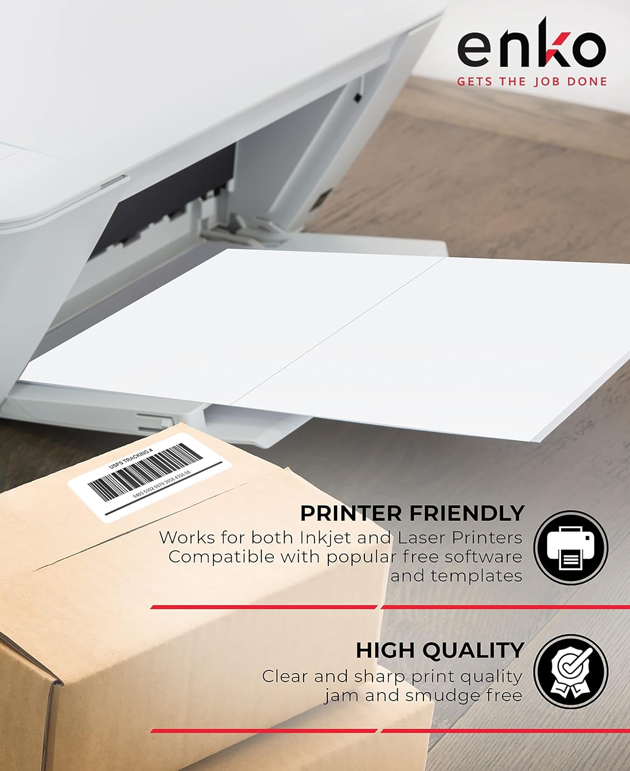 enKo 1 x 2-5/8 Inch 30 Up Return Mailing Address Labels White Printable FBA Labels (100 Sheets, 3000 Labels)
