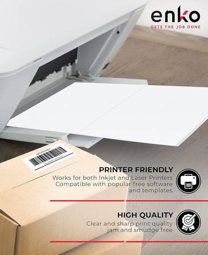 enKo 1 x 2-5/8 Inch 30 Up Return Mailing Address Labels White Printable FBA Labels (100 Sheets, 3000 Labels)