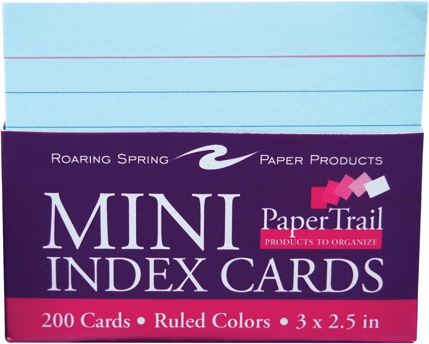 Roaring Spring Mini Index Cards 3"x2.5", 200 Count, 100# White Single Sided Ruled Paper, In Convent Tray Holder, Blank on Back (Pack of 1)