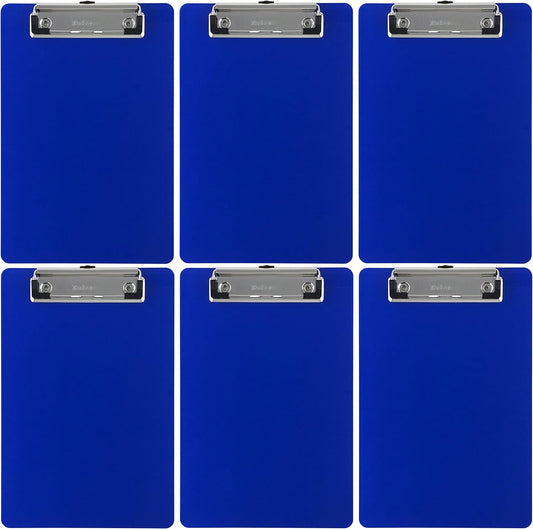 Trade Quest Memo Clipboard 6'' x 9'' Low Profile Clip Plastic (6-Pack) (Dark Blue)