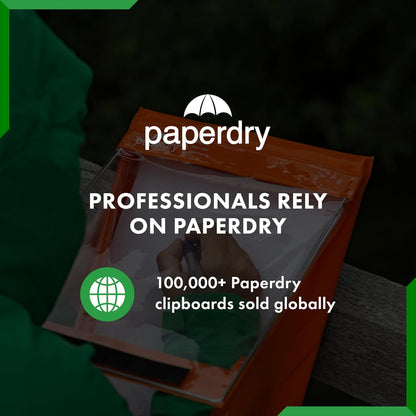 Waterproof Clipboard A4 Portrait by Paperdry, Black, Superior PVC Plastic with Cold Protection, Outdoor Covered Clip Board with Storage, A4 Waterproof Document Holder