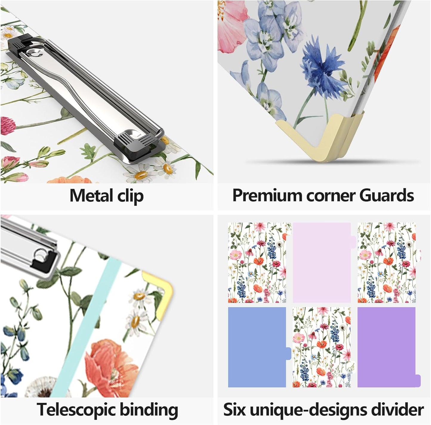 3 Ring Binder 2 Inch Round Ring Binder with 6 Tab Dividers，2 Interior Pockets，Cute Binder Clipboard with Storage, for School Office, Portfolio(Almond Tree)