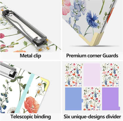 3 Ring Binder 2 Inch Round Ring Binder with 6 Tab Dividers，2 Interior Pockets，Cute Binder Clipboard with Storage, for School Office, Portfolio(Almond Tree)