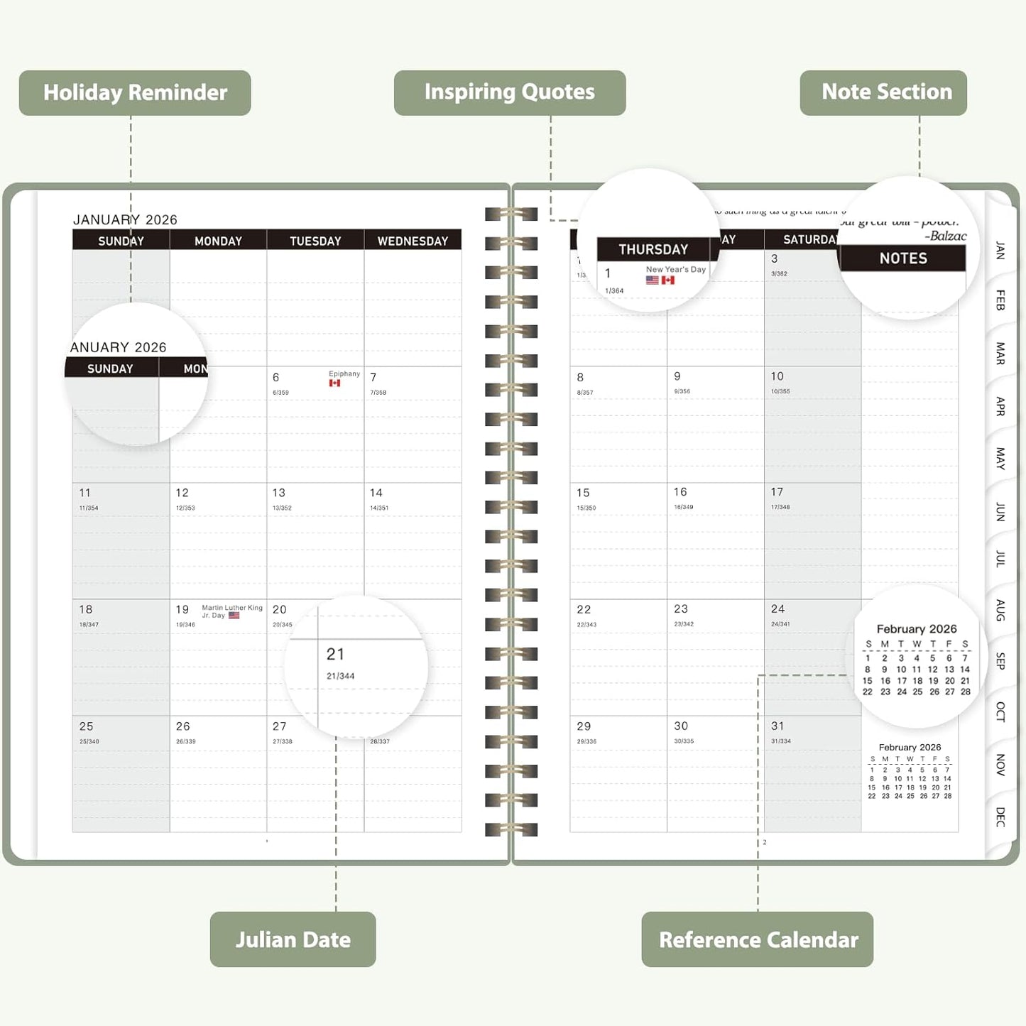 Planner 2026-2027, Weekly and Monthly Academic Year Calendar Planner, July 2026 - June 2027, Daily Agenda Book for Office School Supplies, A5(6.3'' x 8.5'')