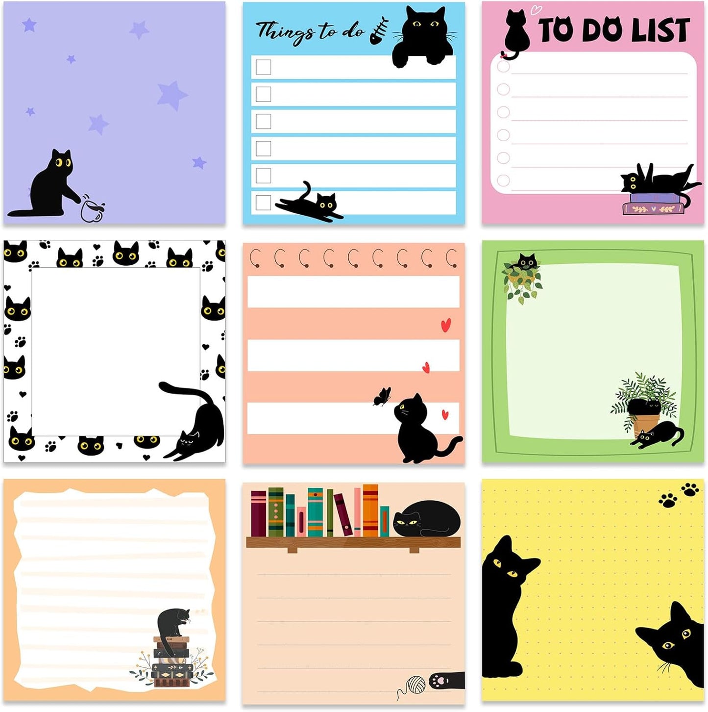 9 Pads Wildflower Sticky Notes 3x3 Inch Cute Self Stick Notepads Notes Adhesive Memo Pad Office Decor Gifts for Students School Teacher Meeting Office Supplies