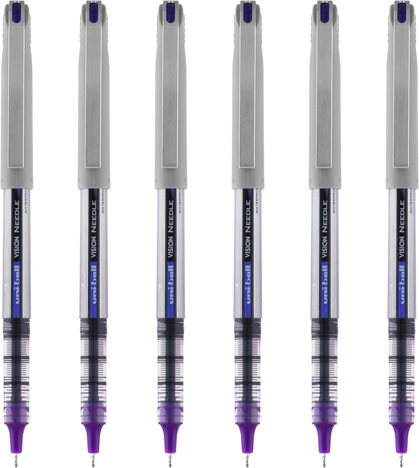 uniball Vision Needle Rollerball Pen, Fine Point (0.7mm), Red Ink, 6 Pens