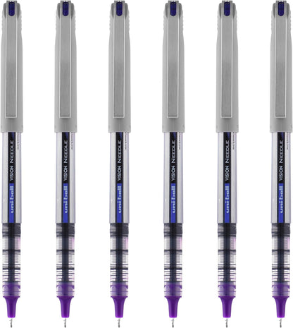 uniball Vision Needle Rollerball Pen, Fine Point (0.7mm), Red Ink, 6 Pens