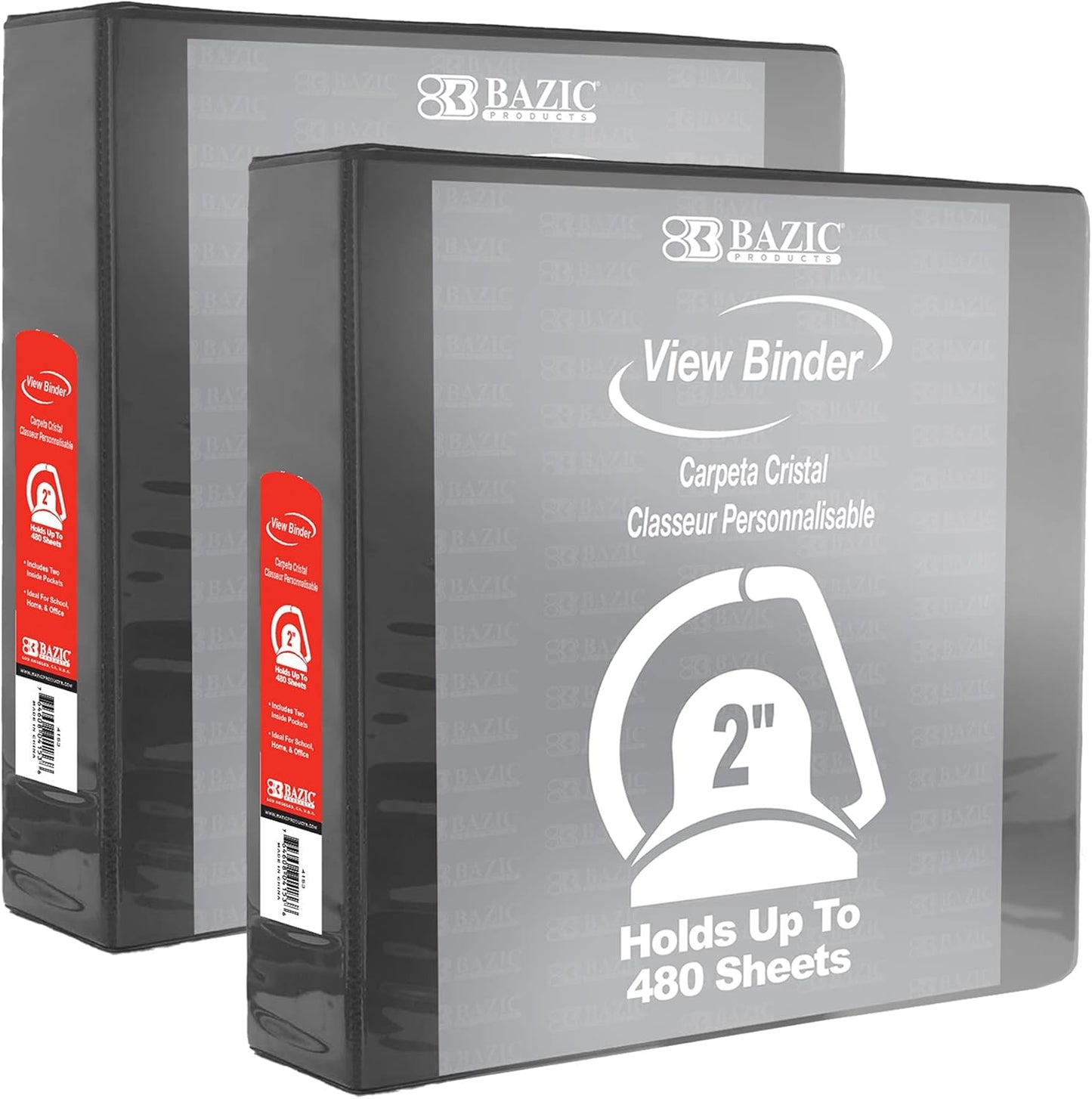BAZIC Products 3 Ring Binder 2" View Binders Slant D Ring Organizer - Burgundy, Hold 480 Sheets Paper, for School Office Home, 1-Count