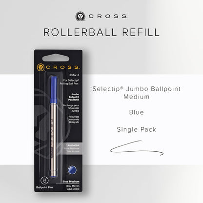 Cross Selectip Jumbo Ballpoint Pen Refill - Black - Medium - Ballpoint Pen Refill for Consistent Ink Flow - Effortless Writing - Quick-Drying Formula - Smooth Laydown - Precision Ink Output