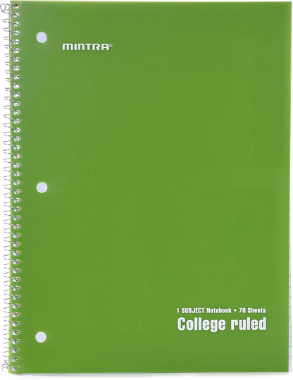 Mintra Office Spiral Notebooks, Wirebound, Journals for School, Work, Business, Aesthetic Stationery, Writing Pads, Teacher & Student Supplies (6, Pastel, College)
