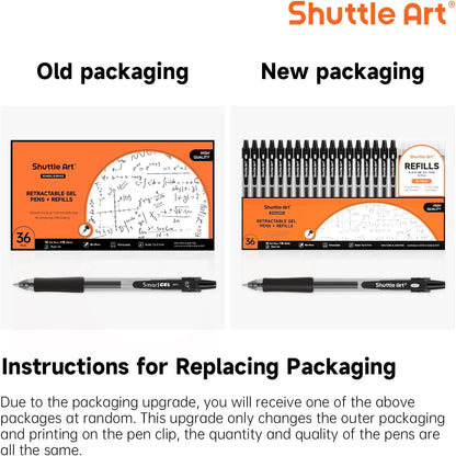 Shuttle Art Black Gel Pens, 48 Pack(20 Pens with 28 Refills) Retractable Medium Point Rollerball Gel Ink Pens Smooth Writing with Comfortable Grip for Office School Home Work