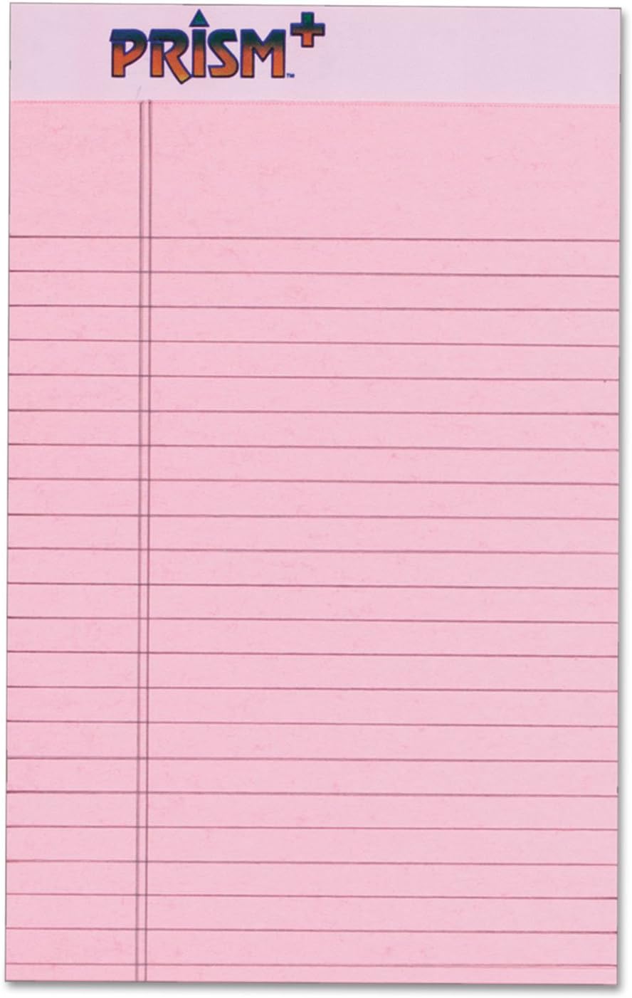 TOPS Prism+ Writing Pads, 5x 8, Perforated, Jr. Legal Ruled, Narrow 1/4 Spacing, Orchid, 50 Sheets, 12 Pack (63040)
