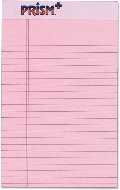 TOPS Prism+ Writing Pads, 5x 8, Perforated, Jr. Legal Ruled, Narrow 1/4 Spacing, Orchid, 50 Sheets, 12 Pack (63040)