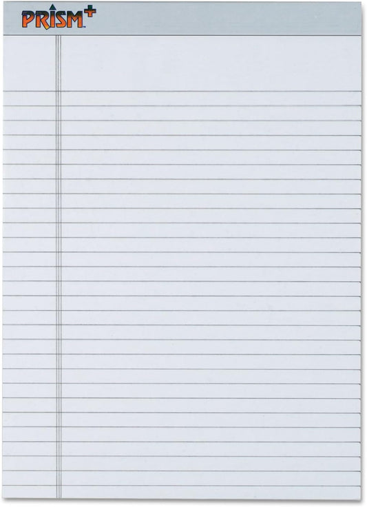 Tops Prism Writing Pads, 8-1/2" x 11-3/4", Legal Rule, Gray, Perforated, 50 Sheets, 12 Pack (63160)