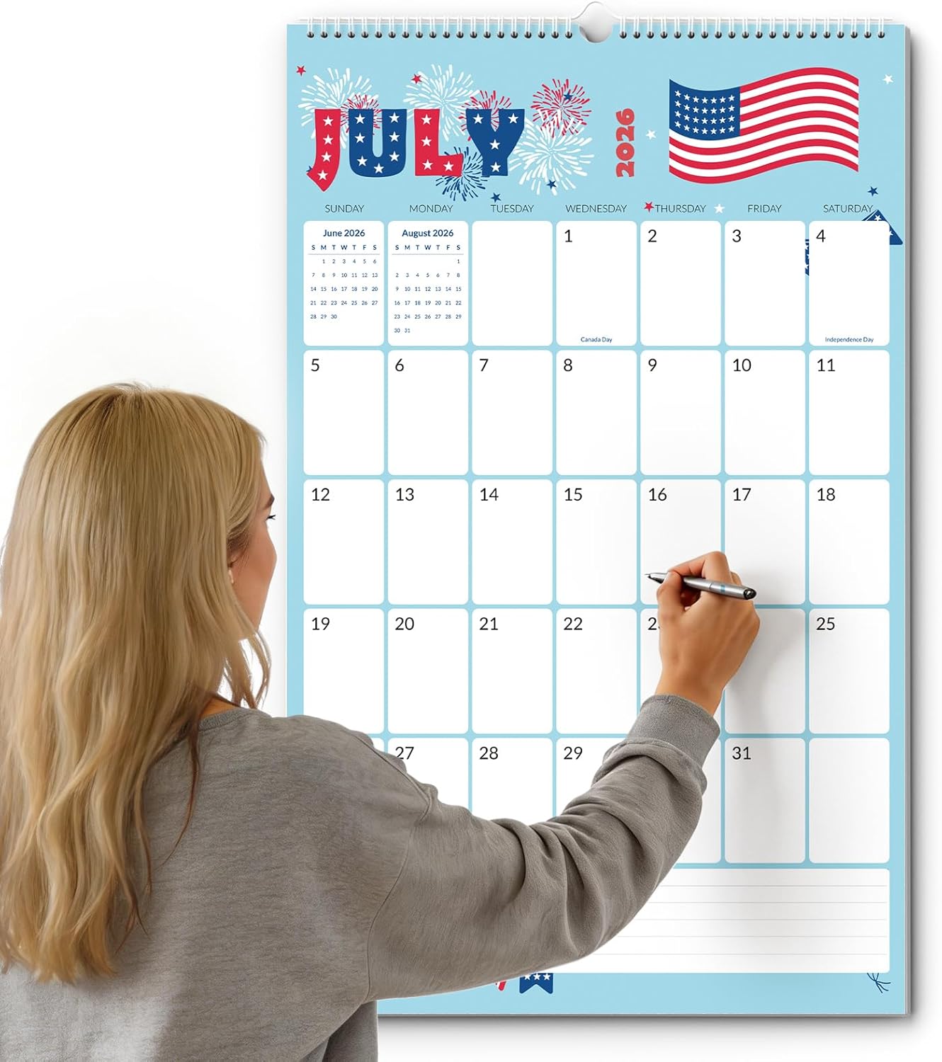 SUNEE 2026 Wall Calendar Large 22.75"x15.5", 21 Month Calendar (Ends December 2027), Vertical Extra Large, Seasons Color