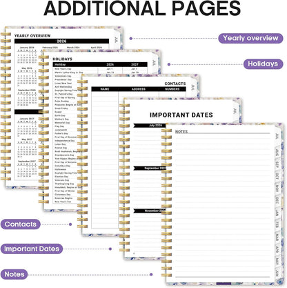 Planner 2026-2027, Academic Year Monthly and Weekly Calendar Planner, Jul 2026 - Jun 2027, Hardcover Teacher Student Planning Agenda book with Tabs, Perfect for School Office Supplies, 6.3" x 8.5" - Wildflowers
