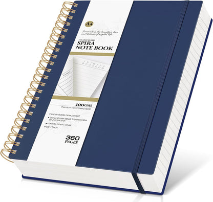 MUAHLIUB Spiral Notebook Journal College Ruled, 360 Pages Lined Thick Journals for Women Men, B5 Big Notebooks with 100GSM Paper, Spiral Bound Journaling for Writing Work School Black 7.6"×10"