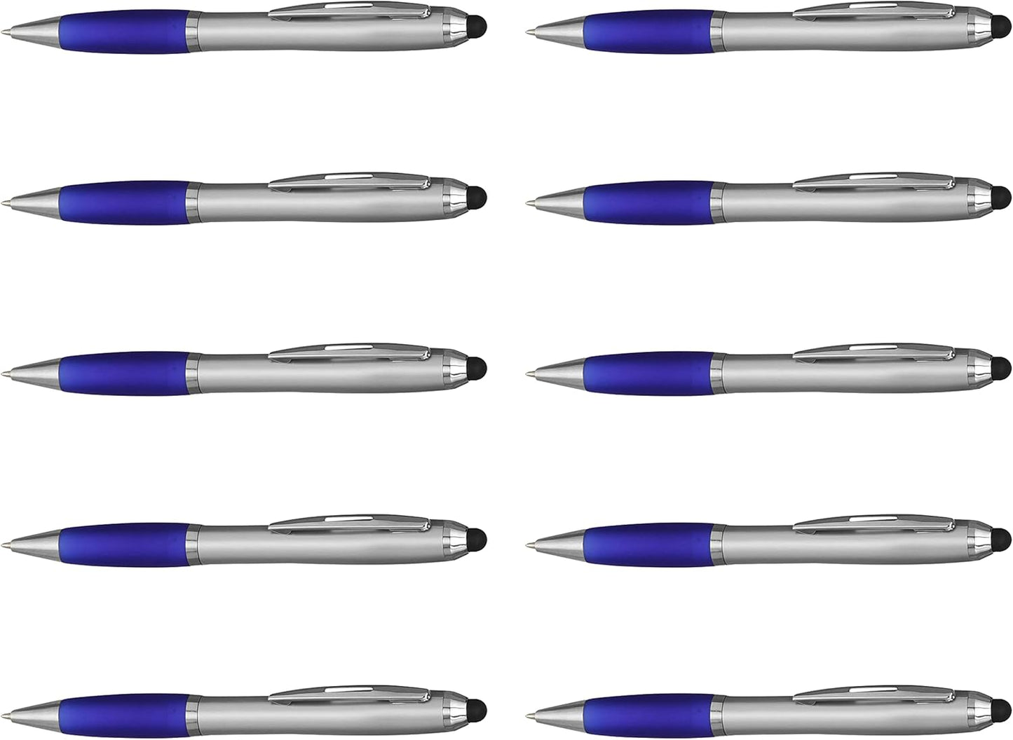 DISCOUNT PROMOS Custom Stylus Ballpoint Pens Set of 10/50/100, Personalized Bulk Pack - Black Ink, Great for Office, School, Business, Tradeshows, Events - Purple